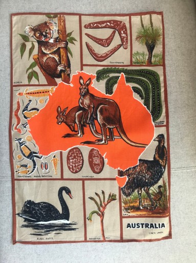 Zdjęcie oferty: Lniana serwetka ściereczka vintage Australia