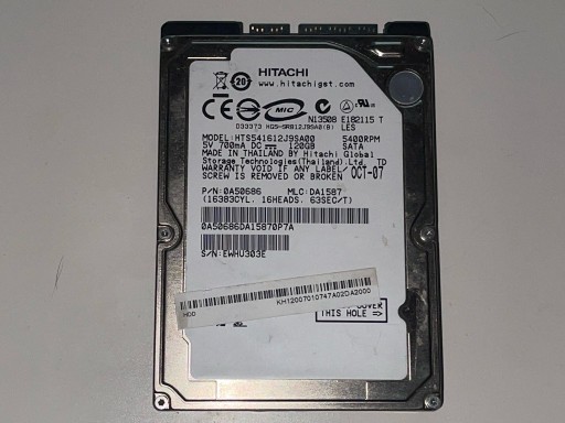 Zdjęcie oferty: Hitachi HTS541612J9SA00  120 GB