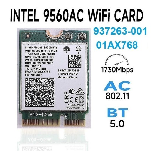 Zdjęcie oferty: Intel 9560NGW Wi-Fi BT AC 1.7Gb 01AX768 937263-001