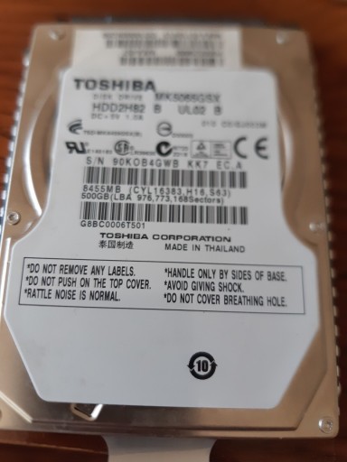 Zdjęcie oferty: Dysk Toshiba 500GB 2,5"