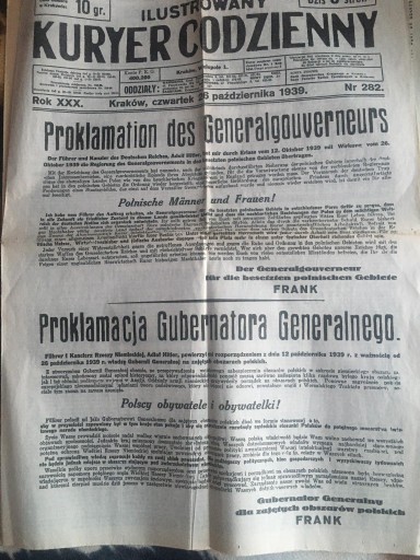 Zdjęcie oferty: kurier codzienny wojena1939 Kraków GG H FRANK