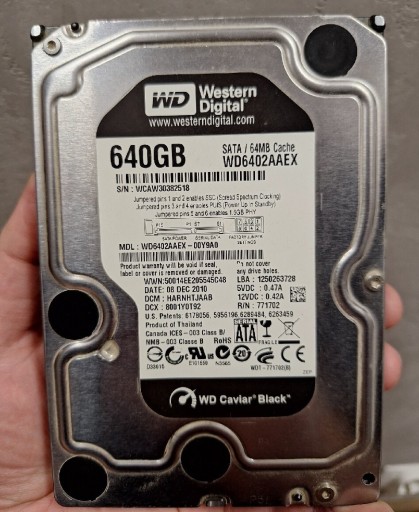 Zdjęcie oferty: Dysk WD 640GB WD6402AAEX