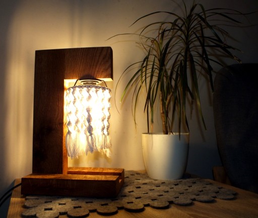 Zdjęcie oferty: Lampka makrama retro loft boho rustykalna drewno