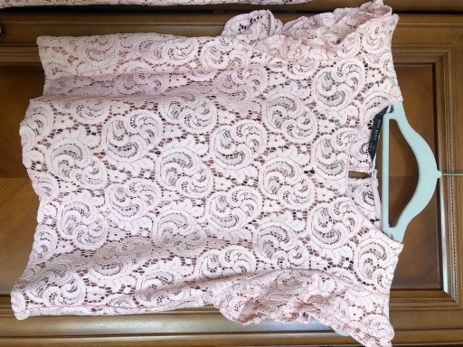 Zdjęcie oferty: ZARA bluzka i spódnica, koronka, pudrowyróż XS