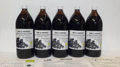 Zdjęcie oferty: SOK Z ARONII EKOLOGICZNY TŁOCZONY 1000 ml x 3