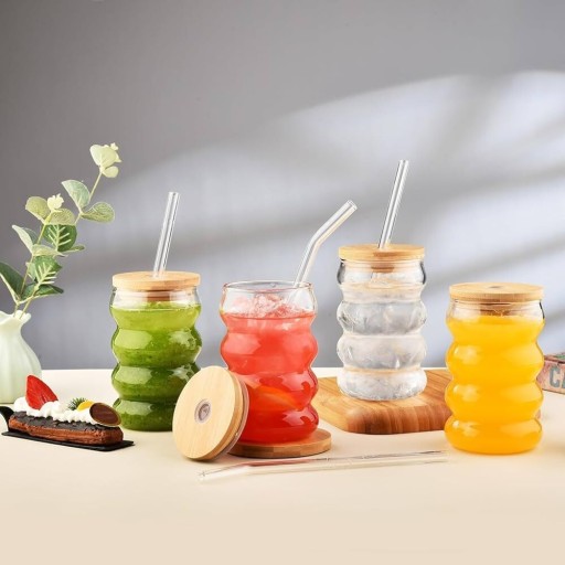 Zdjęcie oferty: Hanseküche Zestaw szklanek Bubble ze szklanymi słomkami 4 x 350 ml