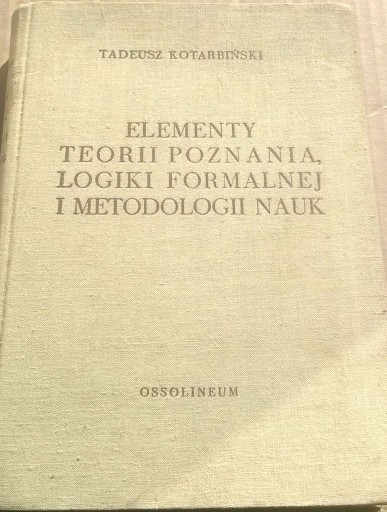 Zdjęcie oferty: Kotarbiński Teoria poznania Metodologia nauk