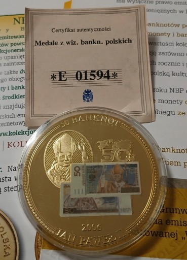 Zdjęcie oferty: Medal z wizerunkiem banknotu 50 zł 