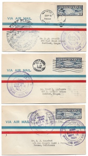 Zdjęcie oferty: Pierwszy lot, USA 15.9.1926, 3 różne trasy C.A.M-8