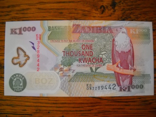 Zdjęcie oferty: *** ZAMBIA 1000 KWACHA (UNC!) BANKNOT PREZENT ***