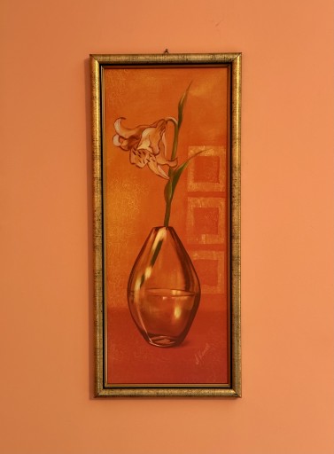 Zdjęcie oferty: Obraz kwiaty rama drewniana złota zdobiona vintage