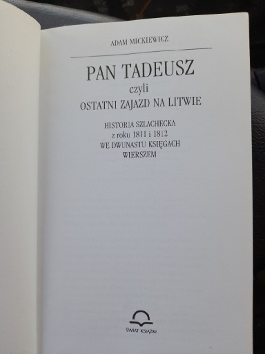 Zdjęcie oferty: Pan Tadeusz  książka 