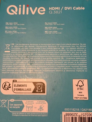 Zdjęcie oferty: Sprzedam kable HDMI/DVI Q3821 o długości 1,8m