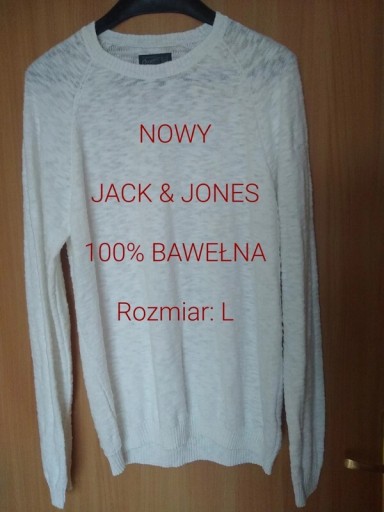 Zdjęcie oferty: JACK & JONES  Duński elegancki męski sweter, 100% Bawełna, Rozmiar L