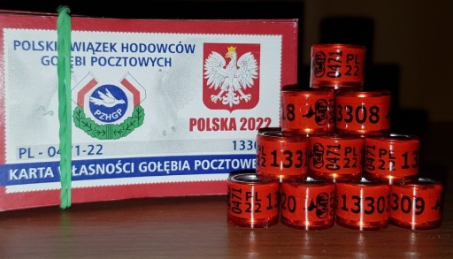 Zdjęcie oferty: Obrączki dla gołębi PL FCI 2022+karty -100 sztuk