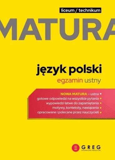 Zdjęcie oferty: Matura język polski. Egzamin ustny. Greg