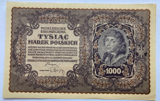 Zdjęcie oferty: 1000 marek polskich 23.08.1919, III Serja G St. 2+