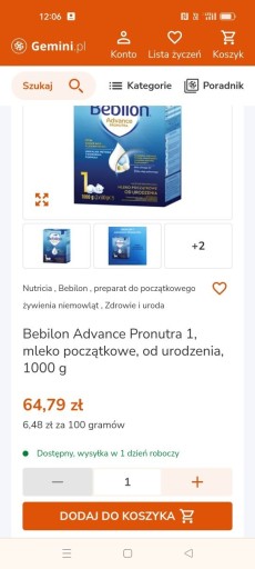 Zdjęcie oferty: Mleko dla dzieci 