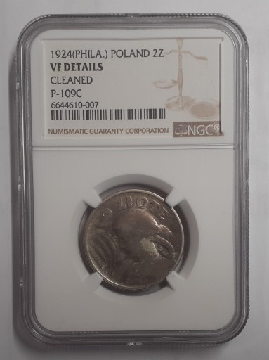 Zdjęcie oferty: 2 złote 1924 odwrotka Filadelfia NGC VF DETAILS