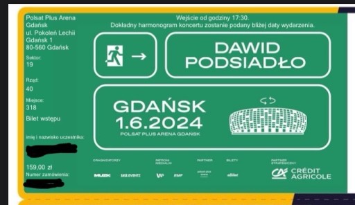 Zdjęcie oferty: 3x bilet na koncert Dawida Podsiadło Gdańsk 01.06