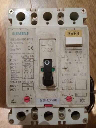 Zdjęcie oferty: wyłącznik mocy SIEMENS 3VF3111-1BQ41-0AA0 63-80 A