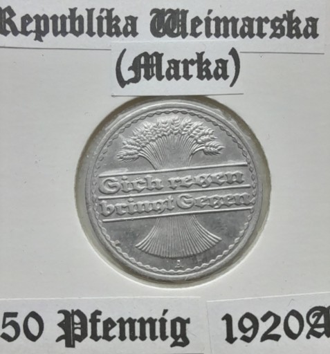 Zdjęcie oferty: Niemcy  WEIMAR - 50 Pfennig 1920 A