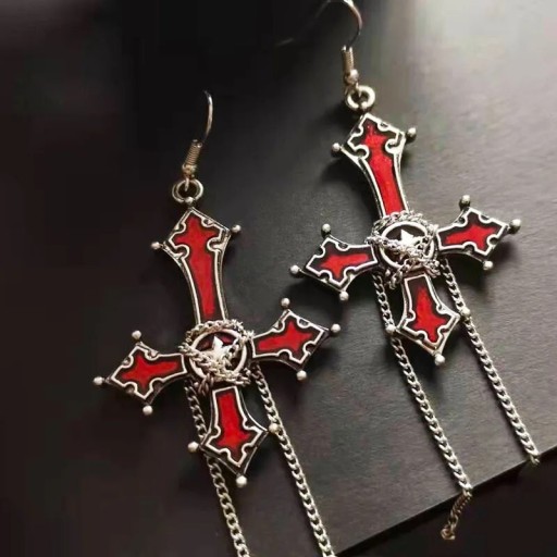 Zdjęcie oferty: Gotyckie kolczyki odwrócony krzyż goth alternative