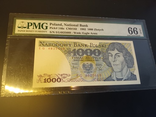 Zdjęcie oferty: 1000 zł 1982 r seria EG Grading PMG 66