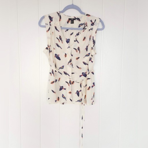 Zdjęcie oferty: Śliczna bluzka H&M 36 S kremowa ptaki wzór ptak