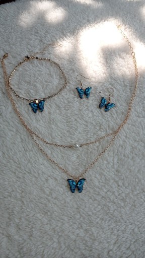Zdjęcie oferty: Piękny zestaw biżuterii niebieski motyl 