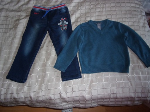 Zdjęcie oferty: Zestaw galowy wizytowy chł 86/92-jeansy i sweter  
