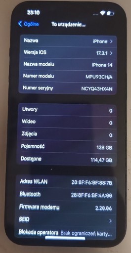 Zdjęcie oferty: iPhone 14 128GB czarny 