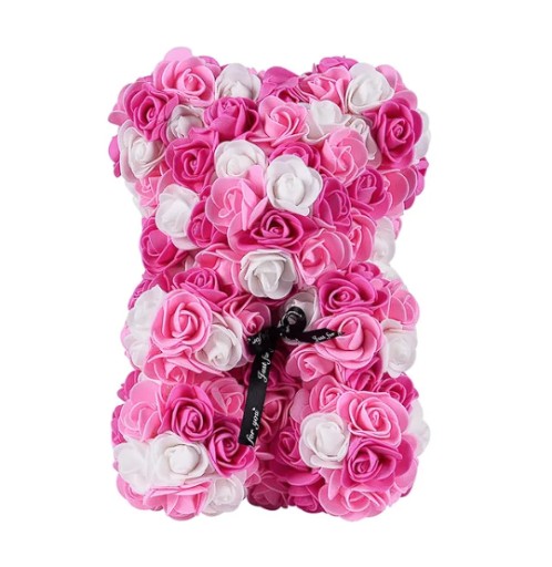 Zdjęcie oferty: Miś z Róż na Prezent 25cm Różowo - Biały