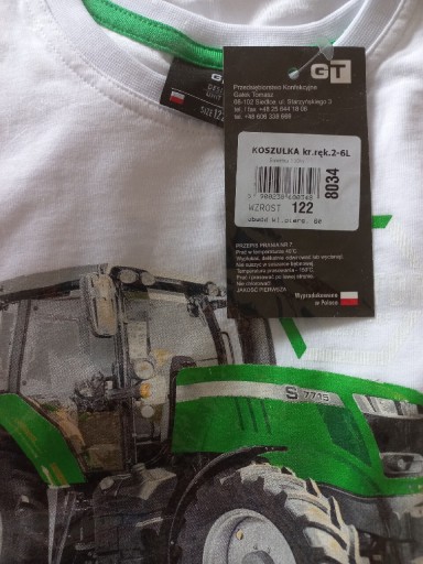 Zdjęcie oferty: Tshirt 122 biały traktor zielony 