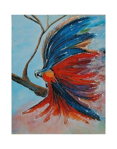 Zdjęcie oferty: Obraz malowany farbami akrylowymi, Papuga
