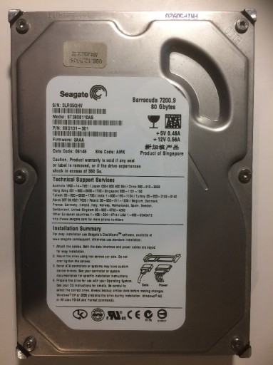 Zdjęcie oferty: Dysk SATA Seagate ST3808110AS 80GB 3,5 + kabel