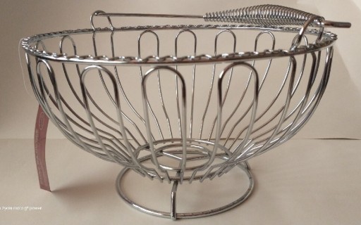 Zdjęcie oferty: Koszyk okrągły na owoce z rączką, srebrny