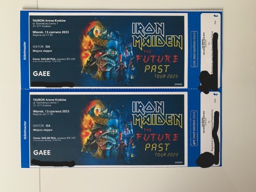 Zdjęcie oferty: Dwa bilety na Iron Maiden, płyta, early entrance