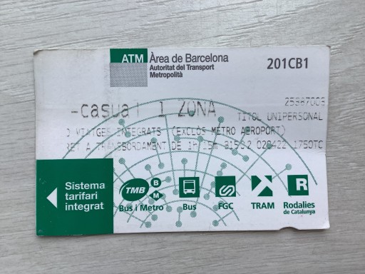 Zdjęcie oferty: Bilet metro Barcelona