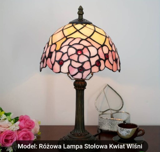 Zdjęcie oferty: Lampa stołowa witrażowa kwiat wiśni -sliczna