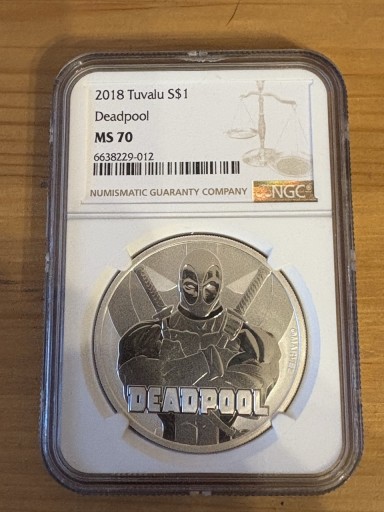 Zdjęcie oferty: Marvel 1 oz srebro NGC MS 70 2018 1$ Deadpool uncja Tuvalu