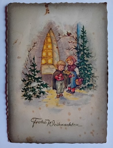 Zdjęcie oferty: Niemiecka pocztówka bożonarodzeniowa 1958 r.