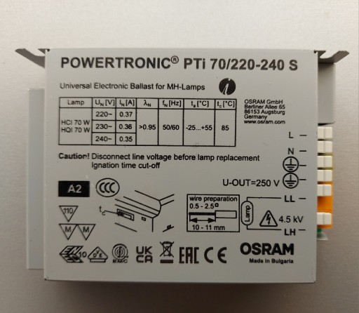 Zdjęcie oferty: Statecznik elektroniczny OSRAM PTi 70/220-240 S