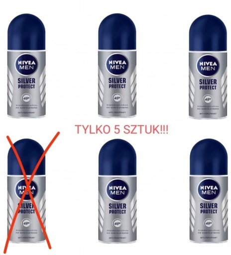 Zdjęcie oferty: ANTYPERSPIRANT NIVEA MEN SILVER PROTECT 50ML 5 SZTUK!!! 