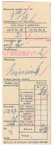 Zdjęcie oferty: P. P. i T. nr 1111 Opłata za rozmowę IX.1935