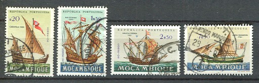 Zdjęcie oferty: Mozambik 1963 Zestaw 4 znaczków. Żaglowce! 