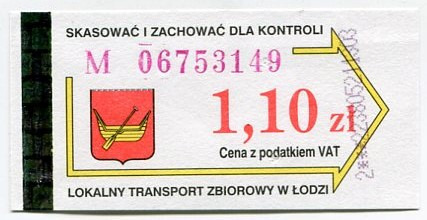 Zdjęcie oferty: Bilet  Lokalny Transport Zbiorowy Łódź - 1.10zł