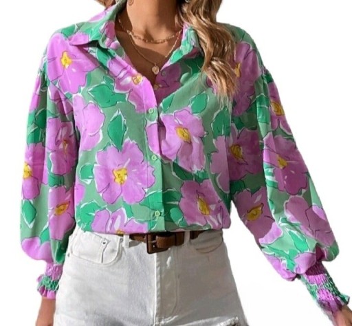 Zdjęcie oferty: Damska bluzka koszula w kwiaty wiosna komunia 