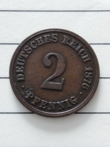Zdjęcie oferty: Moneta 2 pfenigi 1876 A Cesarstwo Niemieckie 