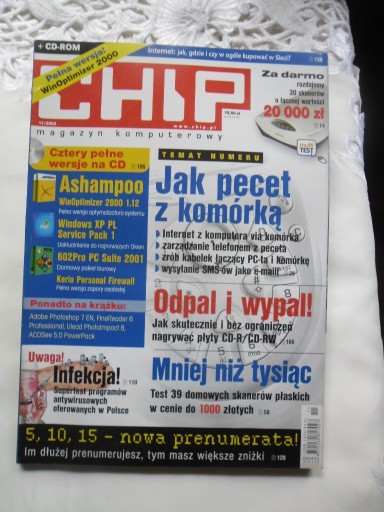 Zdjęcie oferty: CHIP magazyn komputerowy nr 11/2002 z płytką 